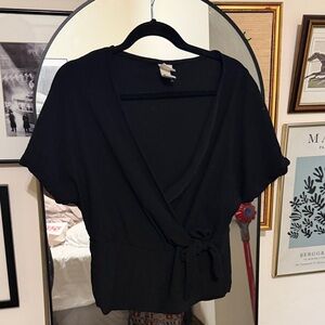 H&M Black Wrap Blouse